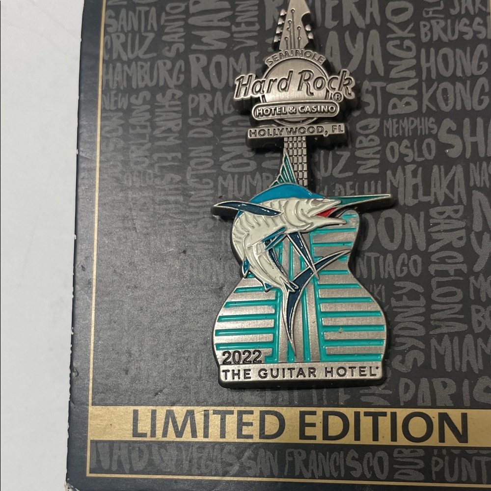 Hard Rock Limited Edition Silver and Blue Brooch